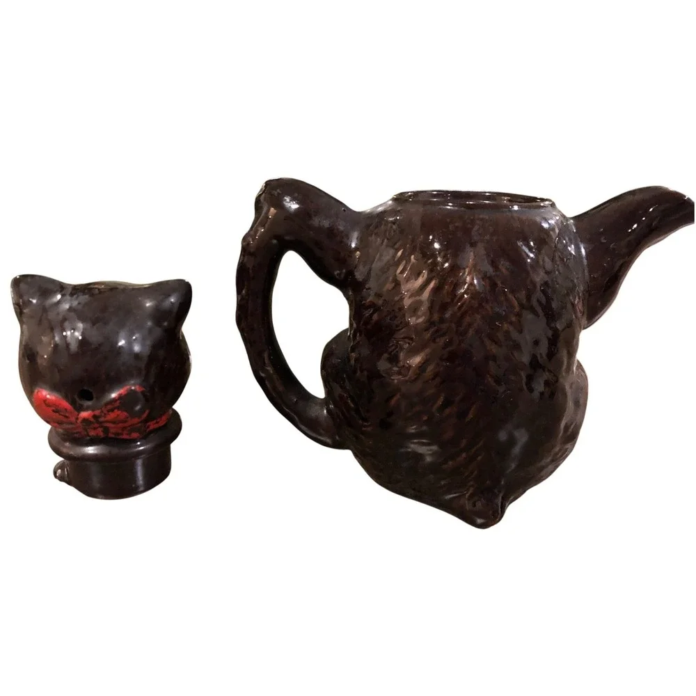 Redware Batlin Bear Teapot Creamer Vintage Kitsch 50s Novelty Farmhouse Eclectic